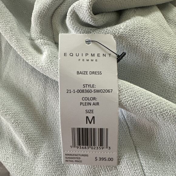 EQUIPMENT Womens Dress Medium Plein Air Blue Midi Stretch Kniit Simple Chic $395 - Picture 2 of 14